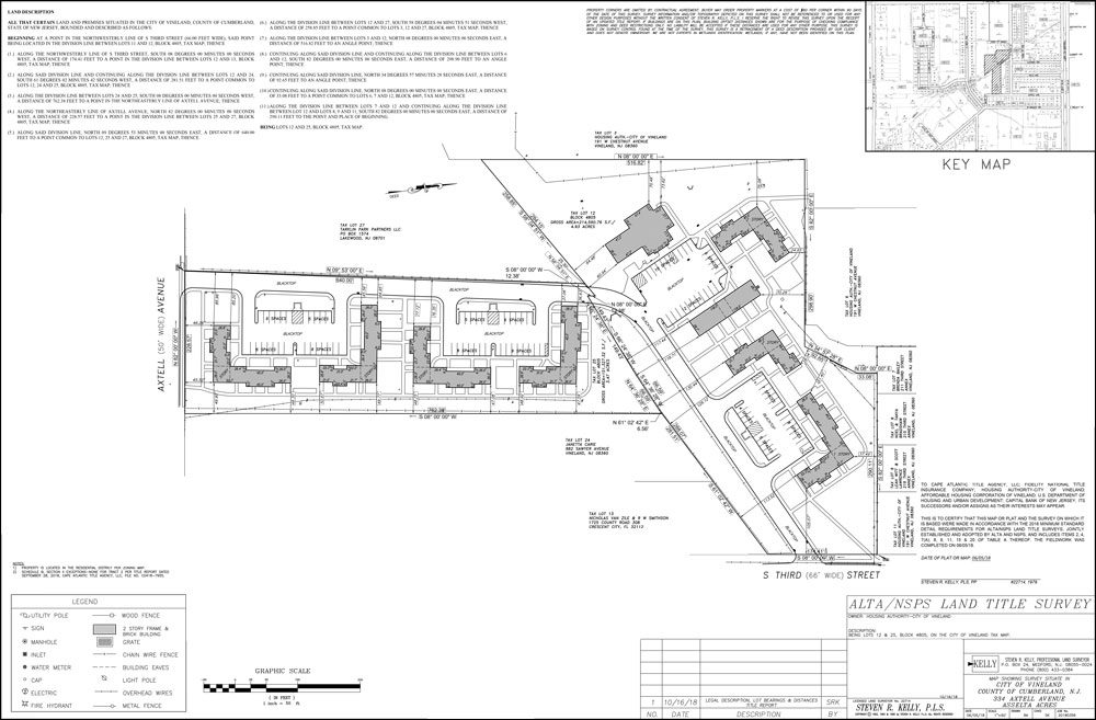 Architectural site plan with building layouts