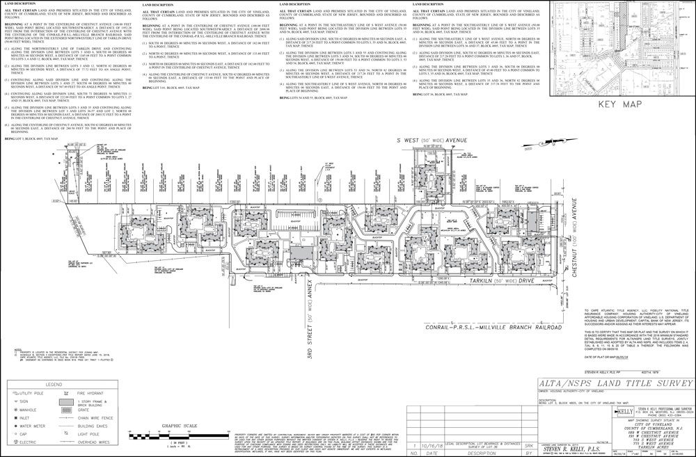 Land survey map with building layouts