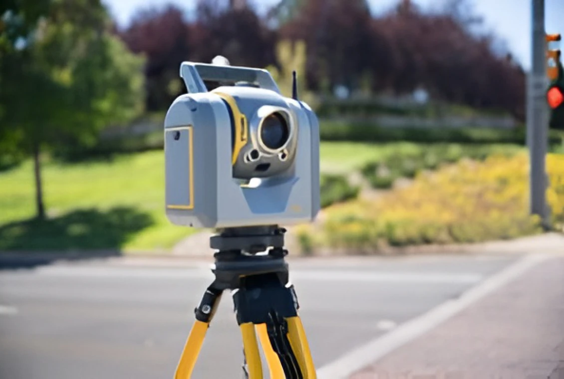 Surveying equipment on tripod outdoors